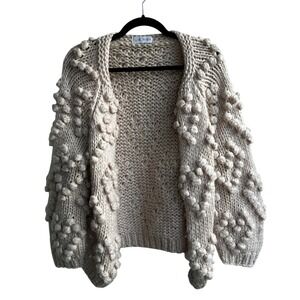 CHICWISH Cream Bobble Knit Chunky Cardigan Sweater Cozy Oversized